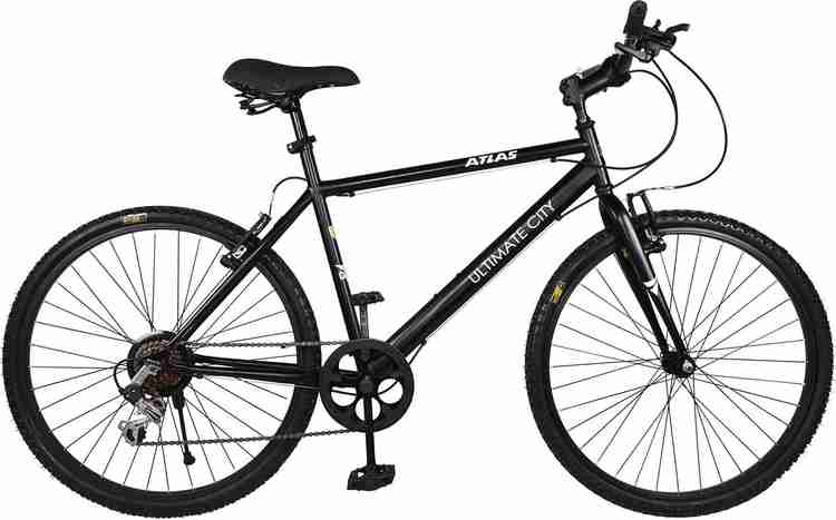 ATLAS Ultimate City Bike For Adults Black 26 T Mountain Cycle