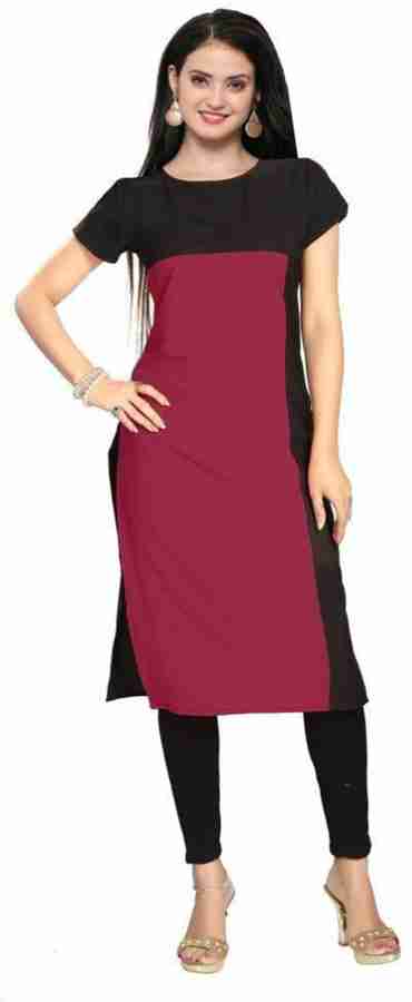 Fab tag Women Solid Straight Kurta Buy Wine Fab tag Women Solid Straight Kurta Online at Best Prices in India Flipkart