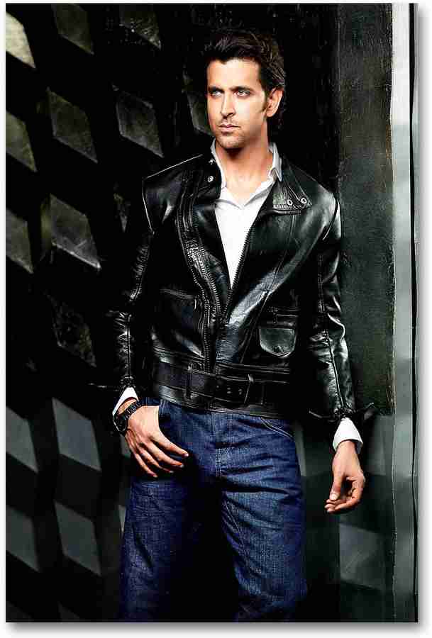 Bollywood Actors Wall Poster Hritik Roshan Black Leather Jacket HD Quality Poster Paper Print Movies posters in India Buy art film design movie music nature and educational