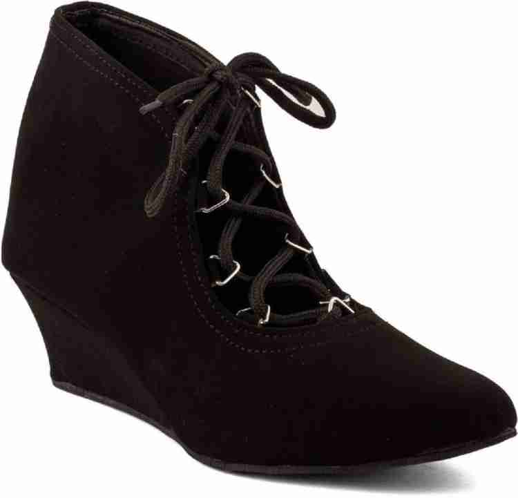 Black wedge outlet lace up shoes