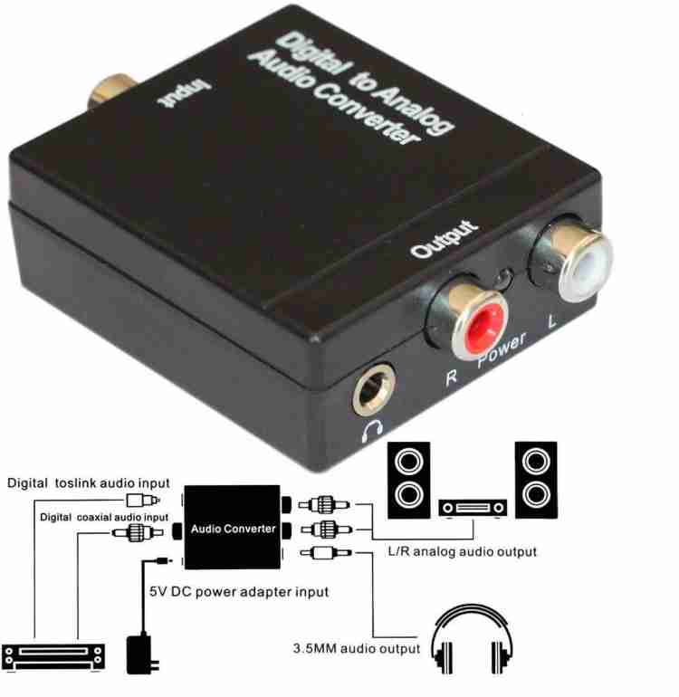 Digital 3.5mm Optical Coaxial Toslink to Analog Audio Converter Adapter RCA  L/R