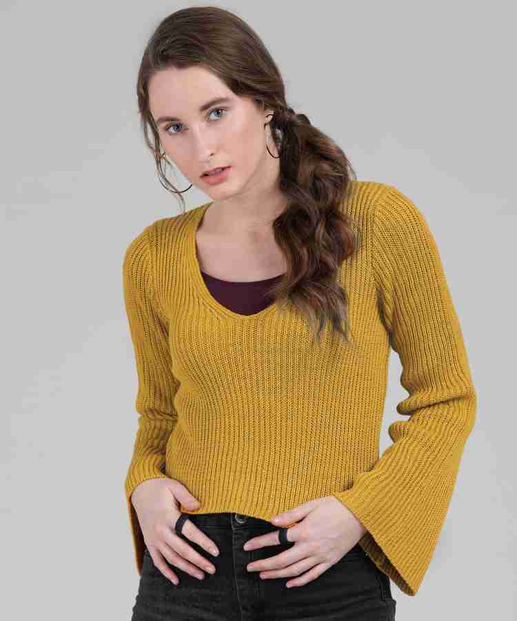 FOREVER 21 Woven V Neck Casual Women Yellow Sweater Buy MUSTARD FOREVER 21 Woven V Neck Casual Women Yellow Sweater Online at Best Prices in India Flipkart