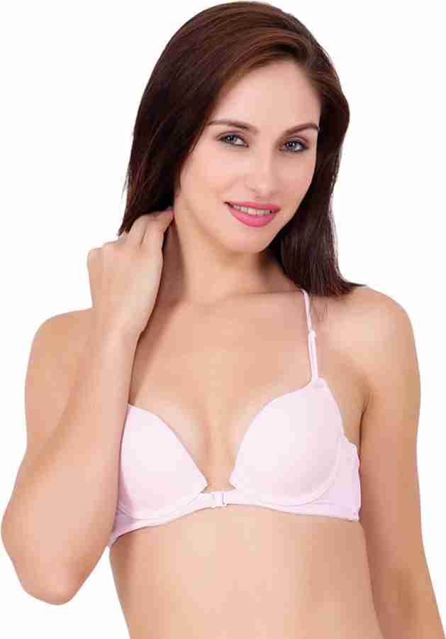 ELEBAE by ELEBAE Embroided net Padded Wired Front Closure Back Design Bra  Seamless Stylish Cotton Designer Soft and Comfortable Bra PINK Women  T-Shirt Lightly Padded Bra - Buy ELEBAE by ELEBAE Embroided