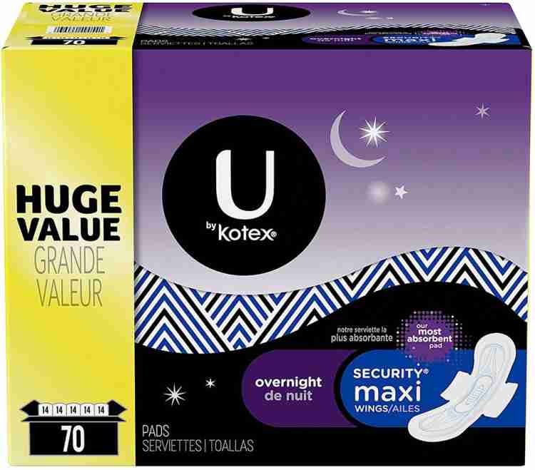 U by Kotex Overnight Security Maxi Pads - Pack of 14