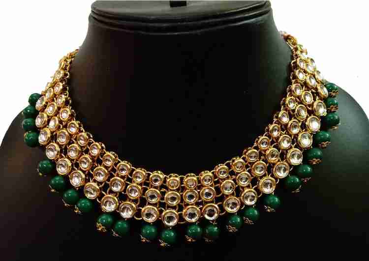 Chrishan Alloy Gold White Green Jewellery Set Price in India Buy Chrishan Alloy Gold White Green Jewellery Set Online at Best Prices in India Flipkart