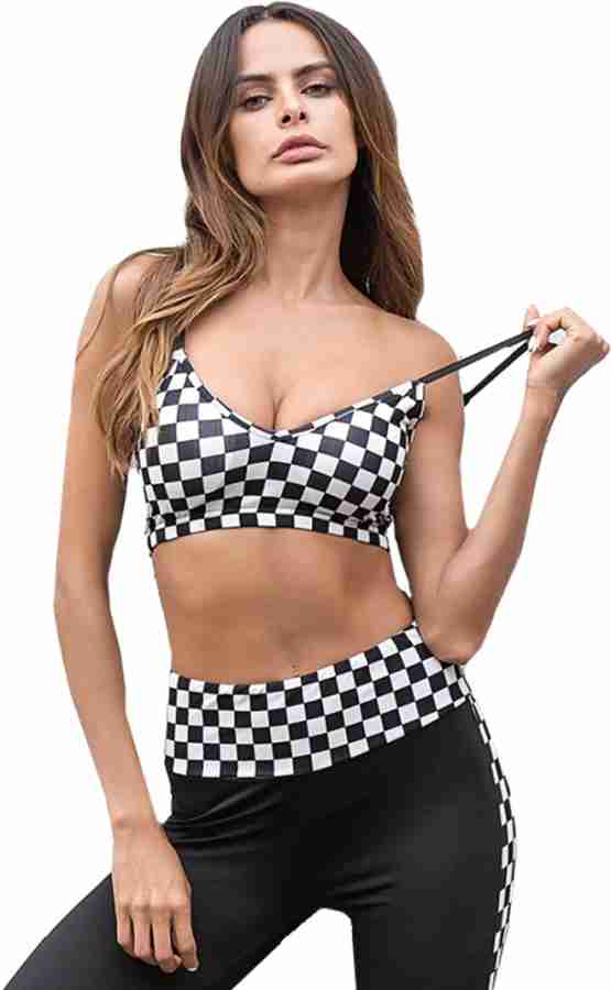 Checkered Padded Sports Bra