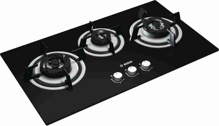 BOSCH Bosch Serie 4 76 cm 3 Brass Burner Black Gas Hob Built