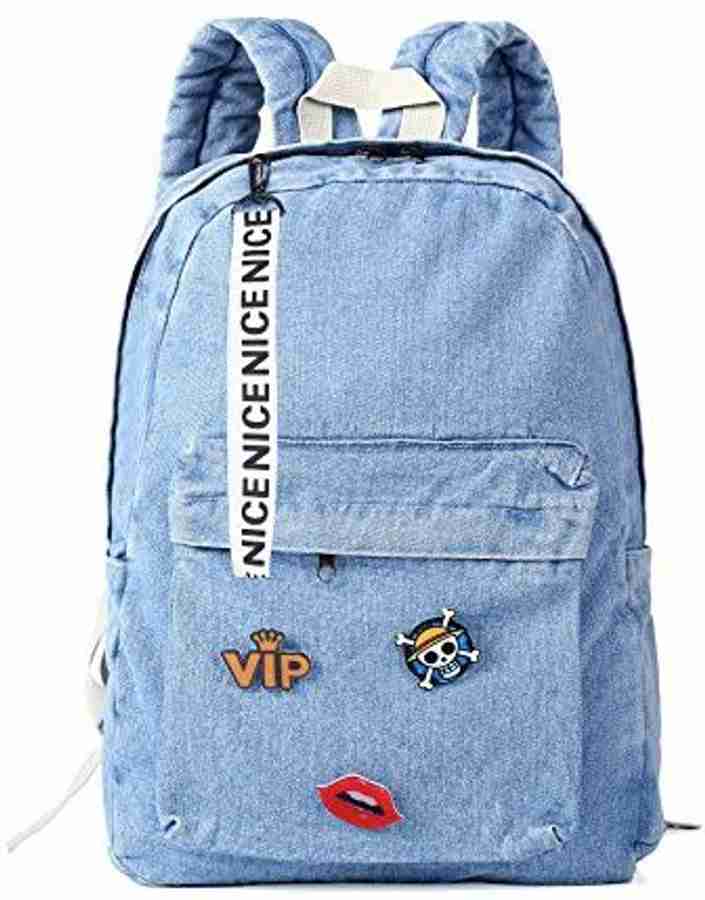 Zijie Denim Backpack for Girls Classic Retro Bookbags Children Teen School Bag Jeans Backpack for College 5 L Backpack Blue Price in India Flipkart