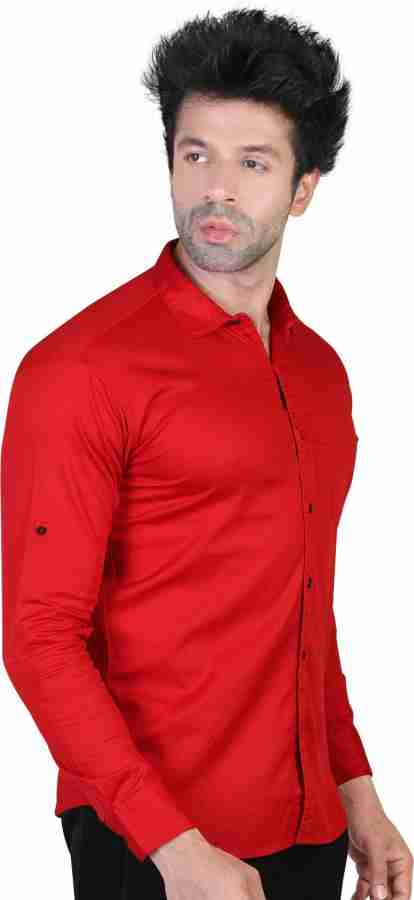 Red denim hot sale shirts