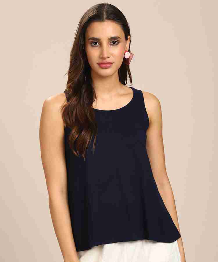 AND Casual Sleeveless Solid Women Blue Top Buy AND Casual Sleeveless Solid Women Blue Top Online at Best Prices in India Flipkart