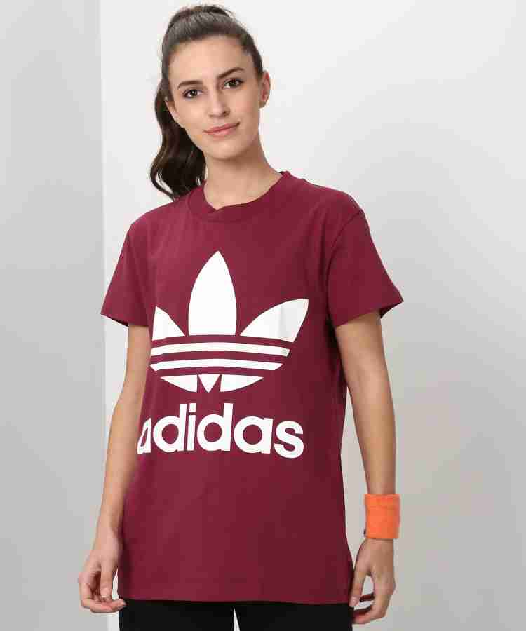 Burgundy adidas shirt women's best sale