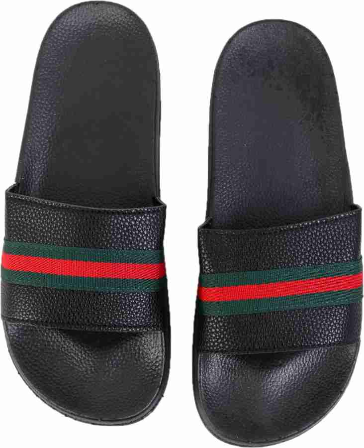 Mens black gucci slides hot sale