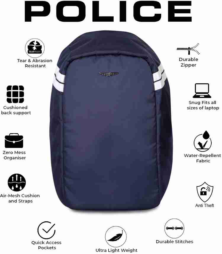 POLICE Rotor Anti theft 25 L Laptop Backpack Navy Price in India Flipkart