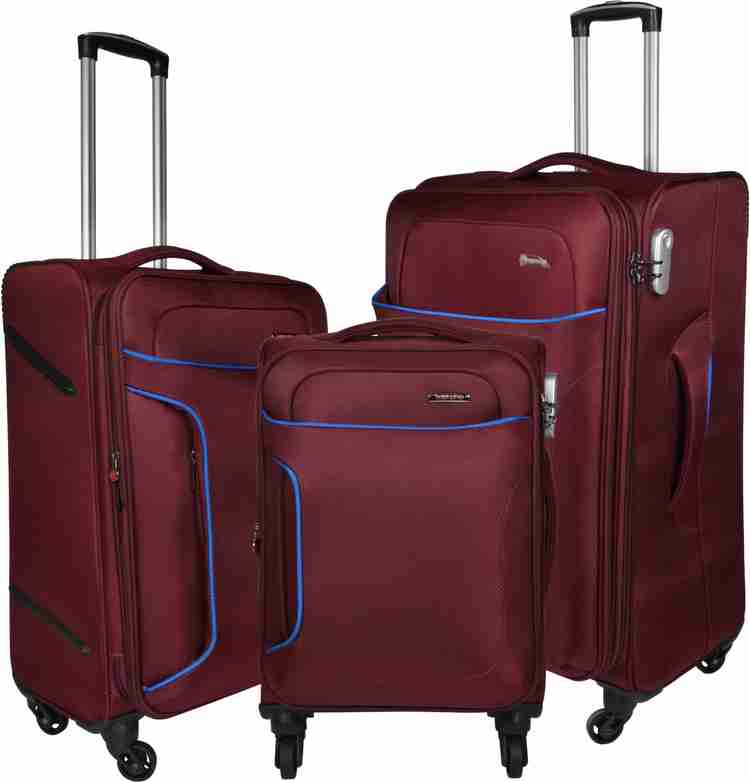 Murano Warrior Polyester Pack of 3 Maroon Luggage Combo Set for Men and Women 50 cm Cabin 60 cm Check in Suitcase Trolley Bag 70 cm Luggage Bag Tourist Bag Luggage Trolley Price in India