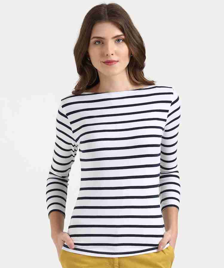 MARKS SPENCER Striped Women Boat Neck White T Shirt Buy MARKS SPENCER Striped Women Boat Neck White T Shirt Online at Best Prices in India Flipkart