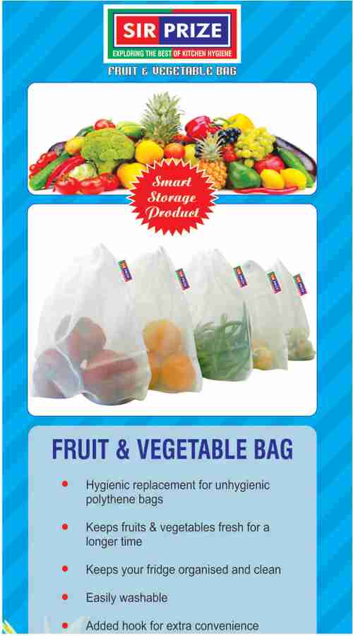 Sir Prize 12 Bags Premium Vegetable Organiser Bags Reusable Fridge Bags Net Bags 13 X 10 inch Pack of 12 Grocery Bags Price in India
