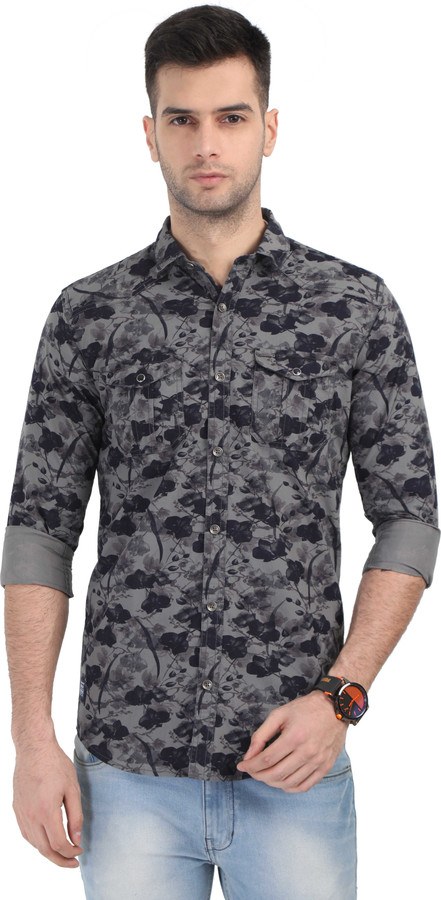 NORTH REPUBLIC Men Printed Casual Black, Grey Shirt - Buy NORTH REPUBLIC  Men Printed Casual Black, Grey Shirt Online at Best Prices in India |  Flipkart.com