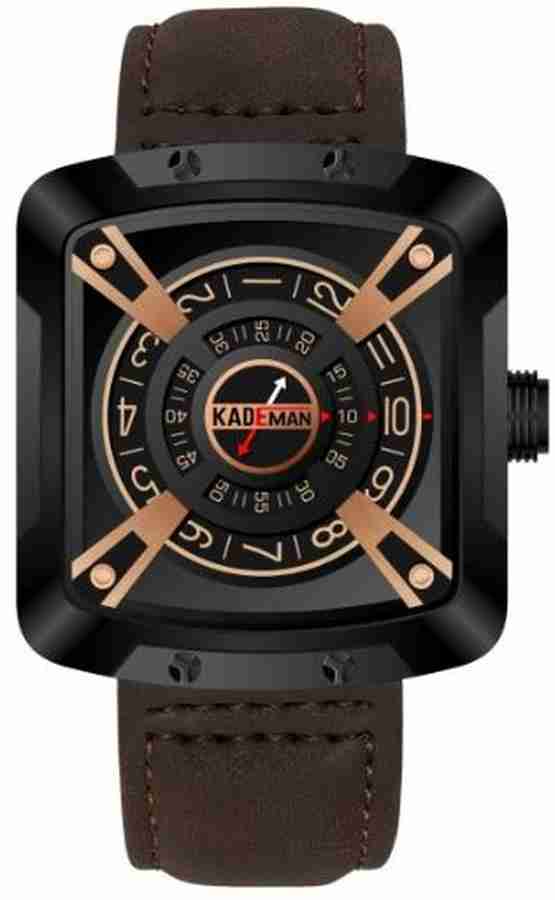 kademan Analog Watch For Men Buy kademan Analog Watch For Men Dark Brown Unique Time And Date Casual Sports Tonneau Display Leather Online at Best Prices in India Flipkart