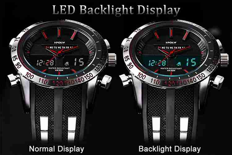 HPOLW Analog Digital Watch For Men Buy HPOLW Analog Digital Watch For Men Luxury Big Face Black Silver Multifunction Sports Silicon Strap Analog Digital Men s Online at Best Prices in India