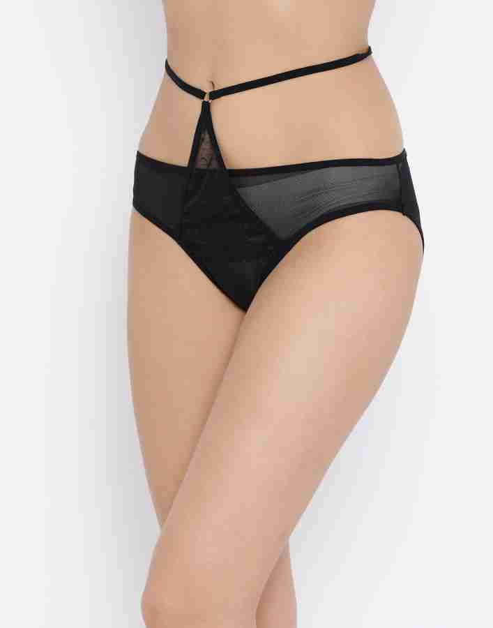Buy Clovia Black Self Design Front-Open Bra & Bikini Panty for