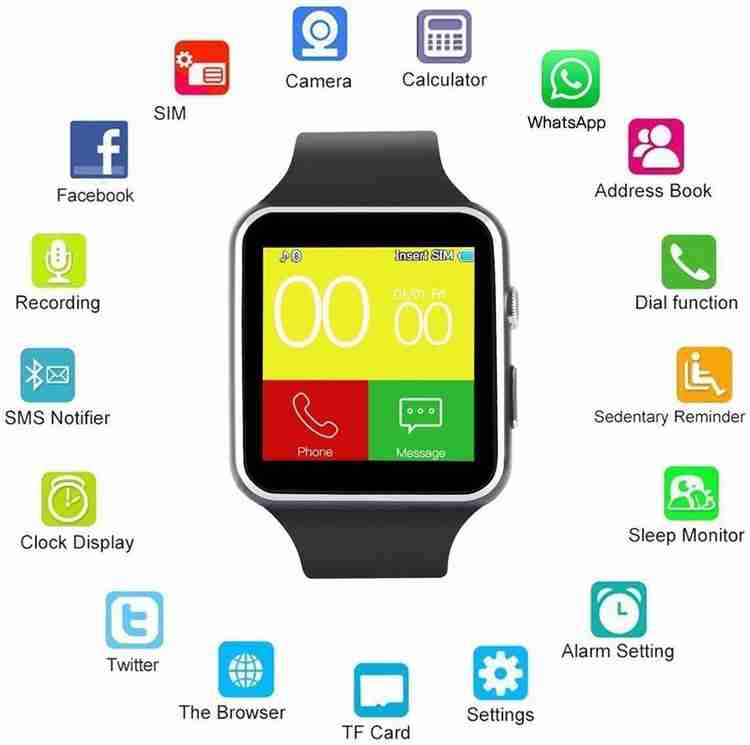 Buy Genuine X6 Wrist Watch Mobile With SD Card Smartwatch Price in India Buy Buy Genuine X6 Wrist Watch Mobile With SD Card Smartwatch online at Flipkart