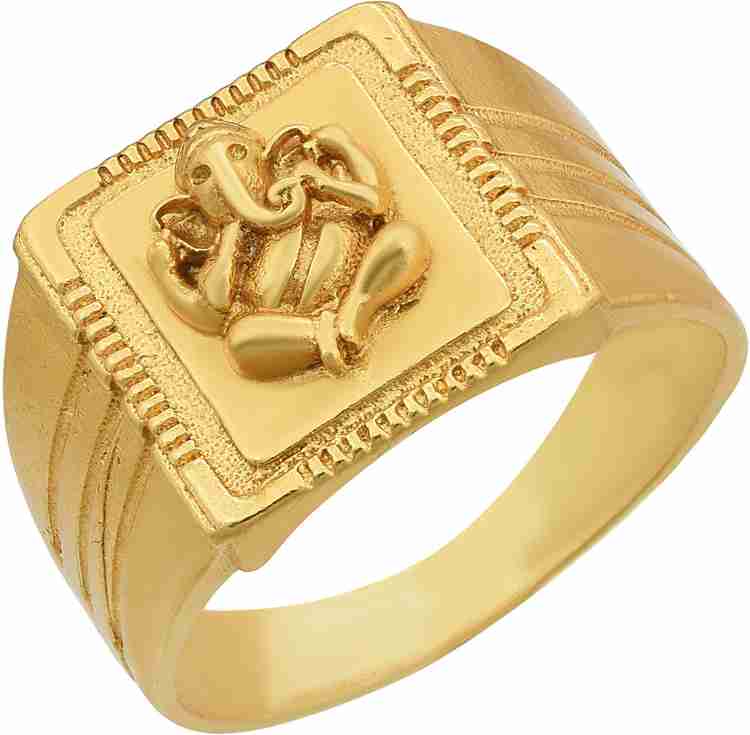 RN Brass Gold Plated 24KT 1 Micron Lord Ganesh Vinayak Gajanand Finger Ring Jewellery for Men and women Alloy Gold Plated Ring Price in India Buy RN Brass Gold Plated 24KT