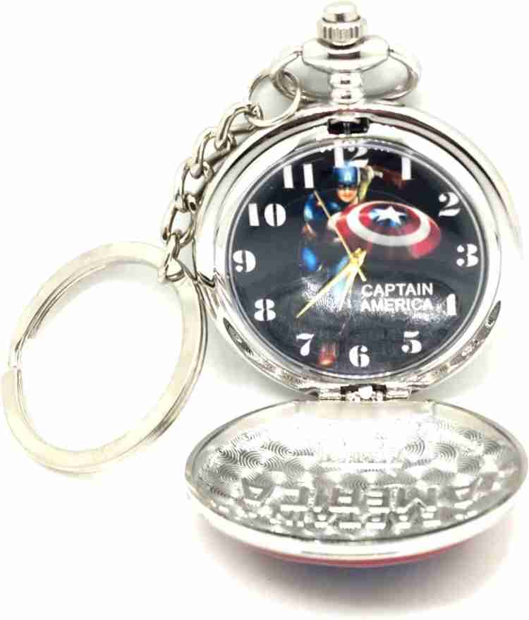 Trunkin TRN844 Captain America Shield Avengers DC Shaped Pocket Watch Keychain Key Chain Price in India Buy Trunkin TRN844 Captain America Shield Avengers DC Shaped Pocket Watch Keychain Key Chain onl...