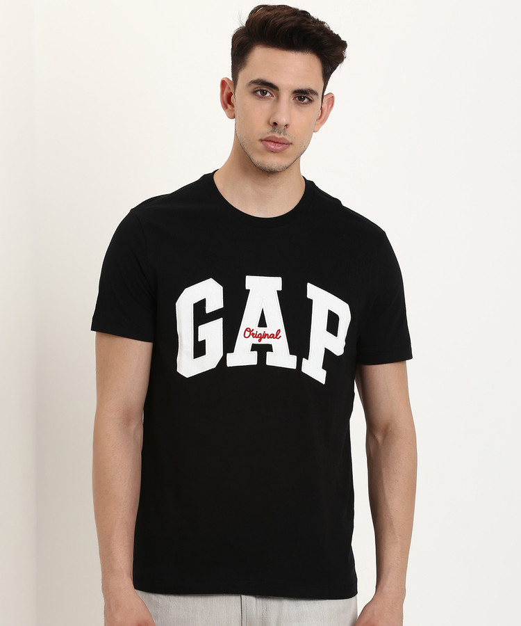 GAP Embroidered Men Round Neck Black T-Shirt - Buy GAP Embroidered Men  Round Neck Black T-Shirt Online at Best Prices in India | Flipkart.com