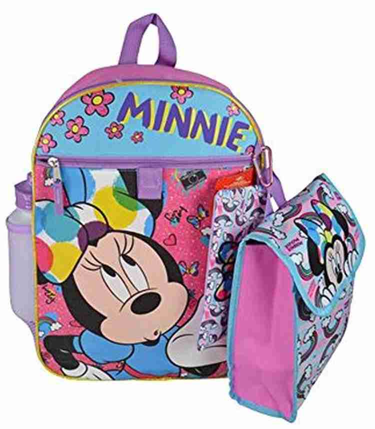 DISNEY Minnie Mouse Rainbow Backpack Book Bag Accessories and Lunch Bag with Water Bottle for Back to School 5 Piece Set 2.5 L Backpack Multicolor Price in India Flipkart