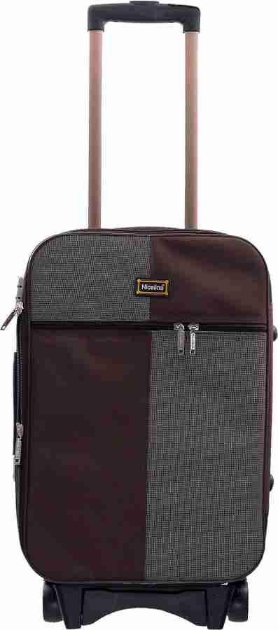 Nice Line Brown Polyester 45 litres Inch Trolley Bag Travel Duffle Bag Cabin Luggage Cabin Suitcase 2 Wheels 22 inch Brown Price in India Flipkart