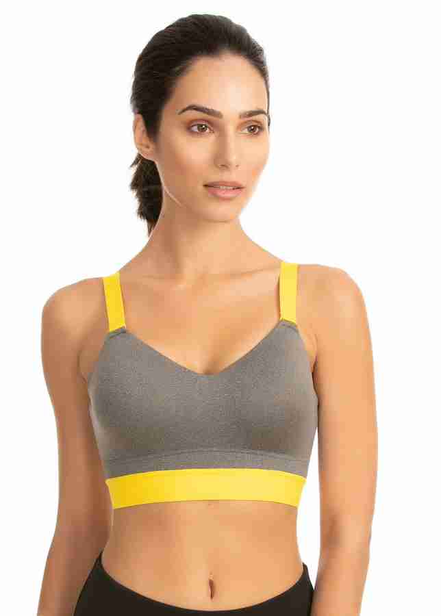 Buy Zelocity Non Padded Sports Bra With Wide Waist Band - Grey at Rs.1295  online