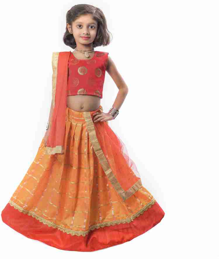 D9Kids Indi Girls Lehenga Choli Ethnic Wear Self Design Ghagra Choli