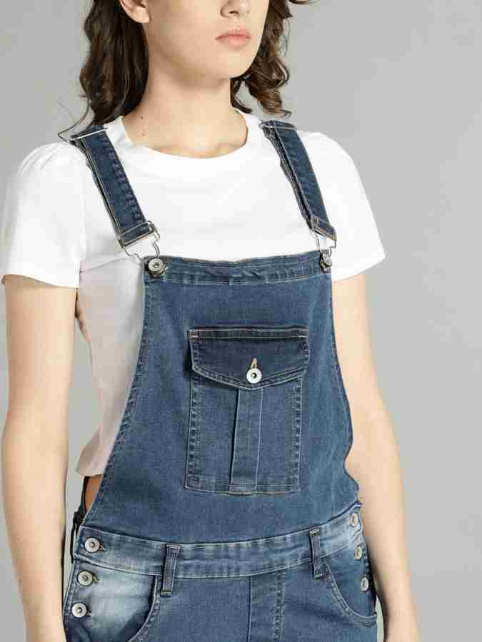 Roadster Women Blue Dungaree - Buy Roadster Women Blue Dungaree Online at  Best Prices in India