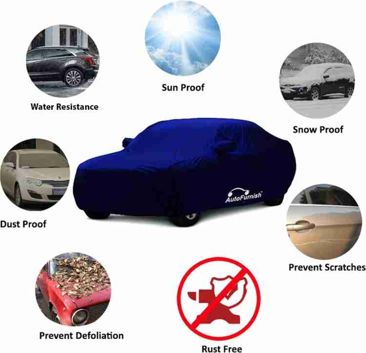 GANPRA Presents Heat Resistant & Semi Waterproof Car Cover Compatible With Fiat  Punto All Models & Variants (Grey & Blue Color With Mirror)