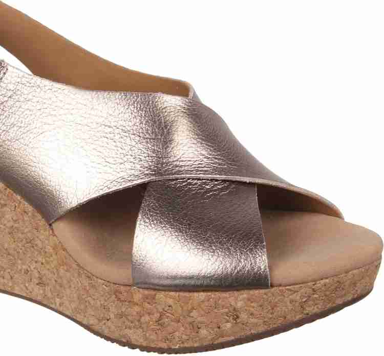 Clarks gold cheap wedge sandals