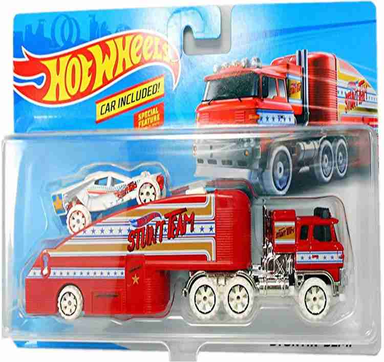 HOT WHEELS Stuntin Semi with Car Transporter Collectible Model