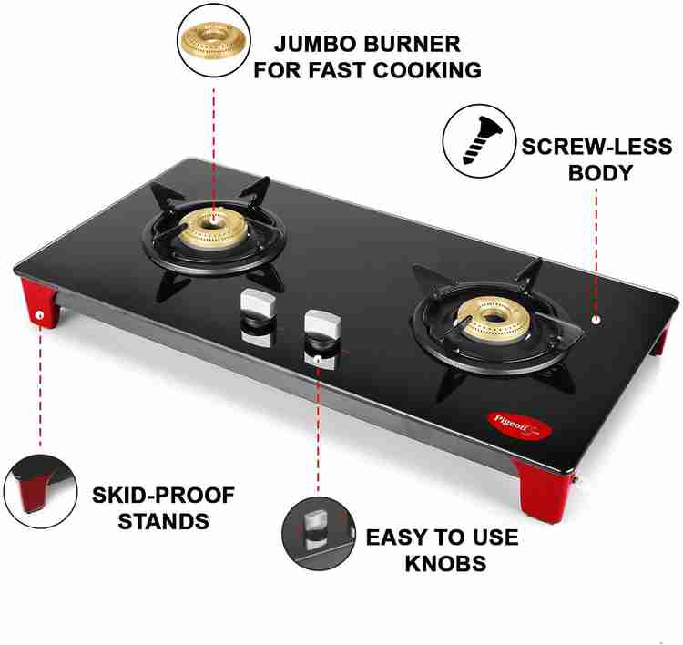 Pigeon by Stovekraft Infinity 2 Burner Glass Manual Gas Stove