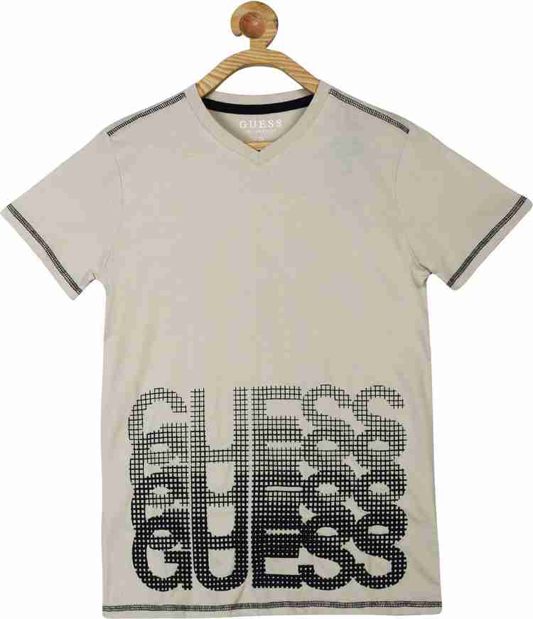 Flipkart GUESS Boys Typography Pure Cotton Regular T Shirt V Neck