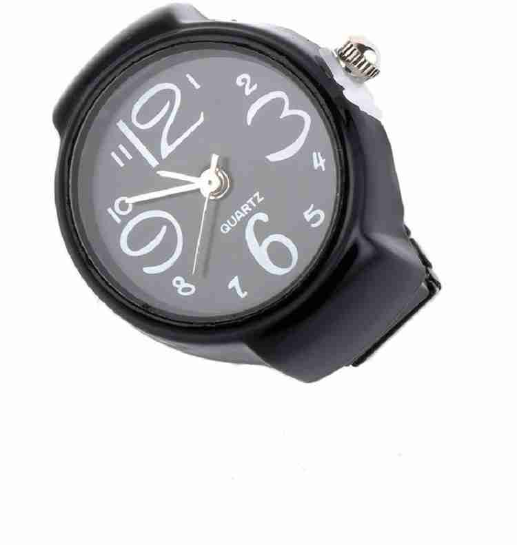 Bold N Elegant Black Unisex Round Stylish Finger Ring Watch
