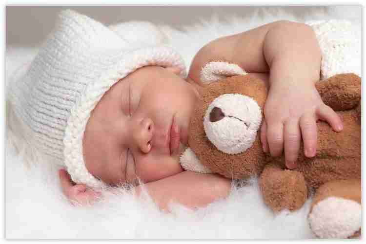 Baby sleeping with teddy bear best sale
