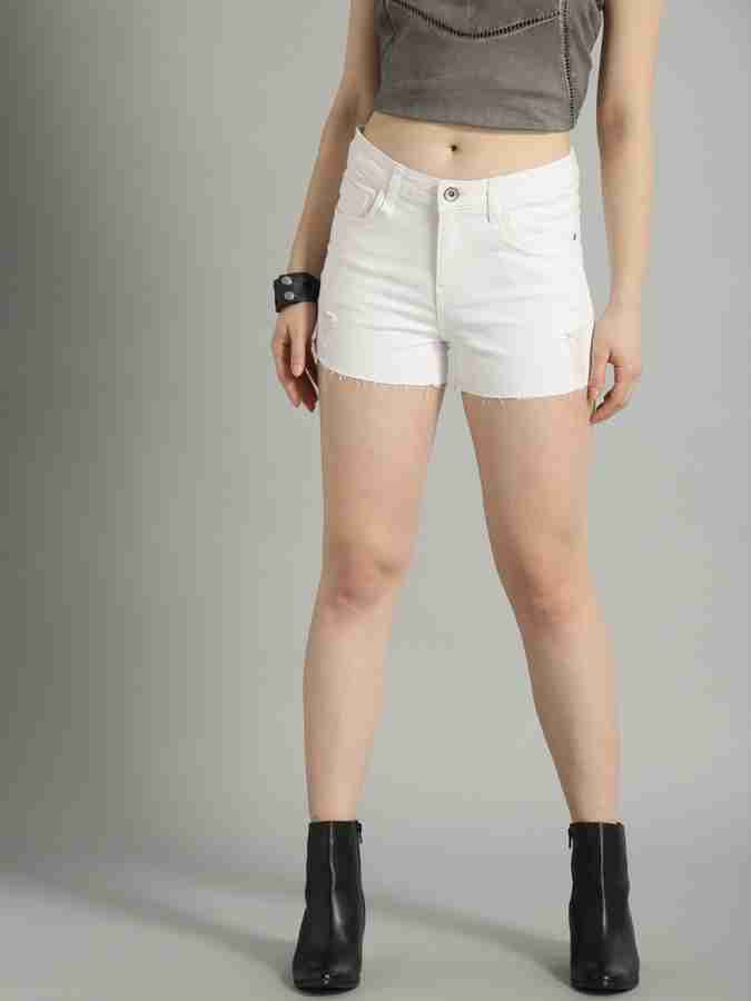 Roadster Distressed Women White Hotpants Buy Roadster Distressed Women White Hotpants Online at Best Prices in India Flipkart