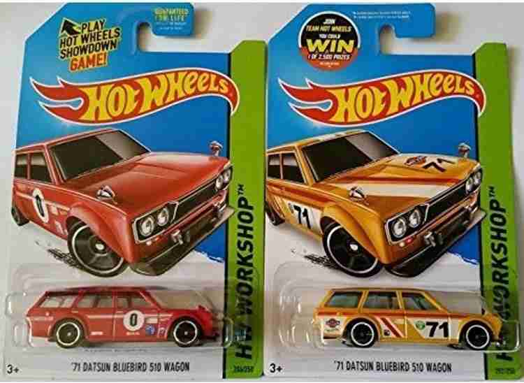 HOT WHEELS Hw Workshop 71 Datsun Bluebird 510 Wagon Red Yellow Set
