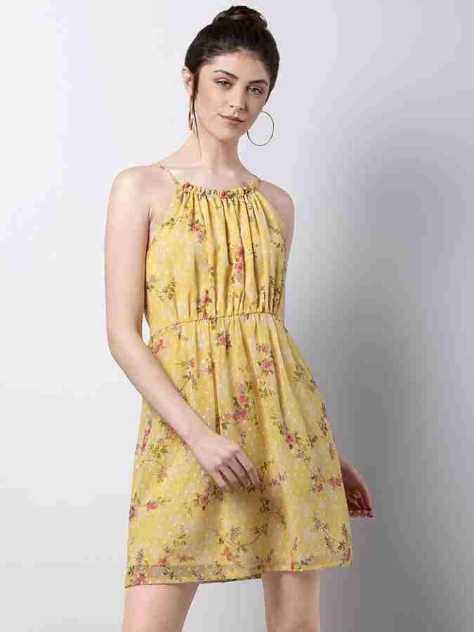 FABALLEY Women Gathered Yellow Dress Buy FABALLEY Women Gathered Yellow Dress Online at Best Prices in India Flipkart