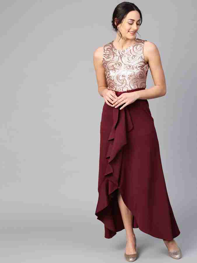 Dress sales maroon silver