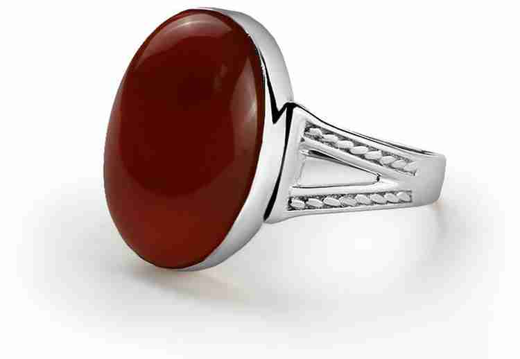 Kajal Gems Red Agate Stone Ring for Men Silver Ring Silver Agate Silver Plated Ring Price in India Buy Kajal Gems Red Agate Stone Ring for Men Silver Ring Silver Agate