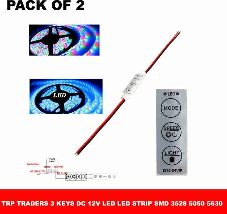 3 Keys 12V Dimmer Single LED Strip Light Amplifier Controller 2 Pcs