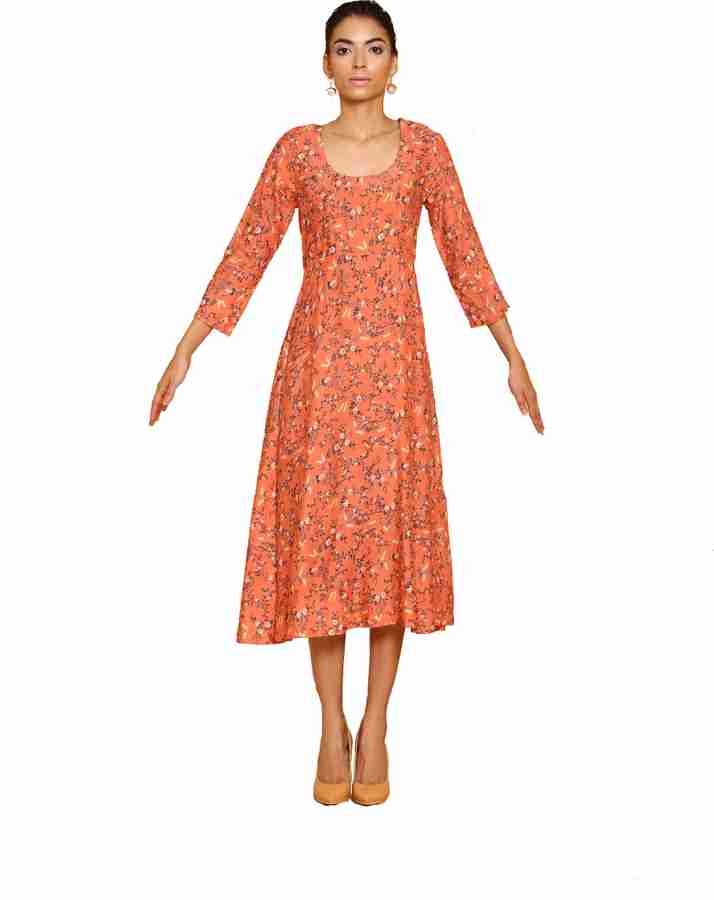 Nika Women Fit and Flare Orange Dress Buy Nika Women Fit and Flare Orange Dress Online at Best Prices in India Flipkart