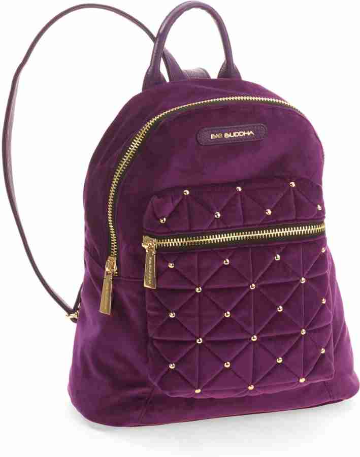 Big Buddha Women s Quilted Velvet Backpack 19 L Laptop Backpack Purple Price in India Flipkart