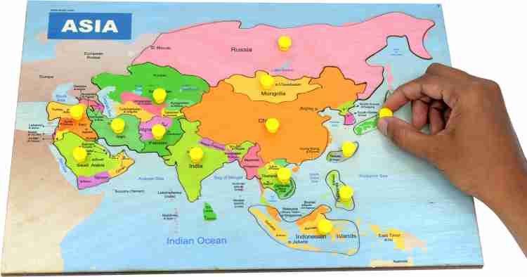 RK Cart Asia Map Wooden Puzzle Board for Kids, Educational Toy and Learning  Aid - Asia Map Wooden Puzzle Board for Kids, Educational Toy and Learning  Aid . Buy ASIA MAP toys