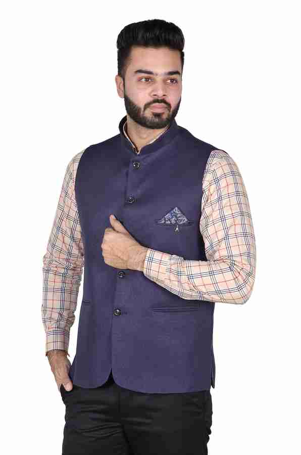 Dia A Dia Sleeveless Self Design Men Jacket - Buy Dia A Dia 